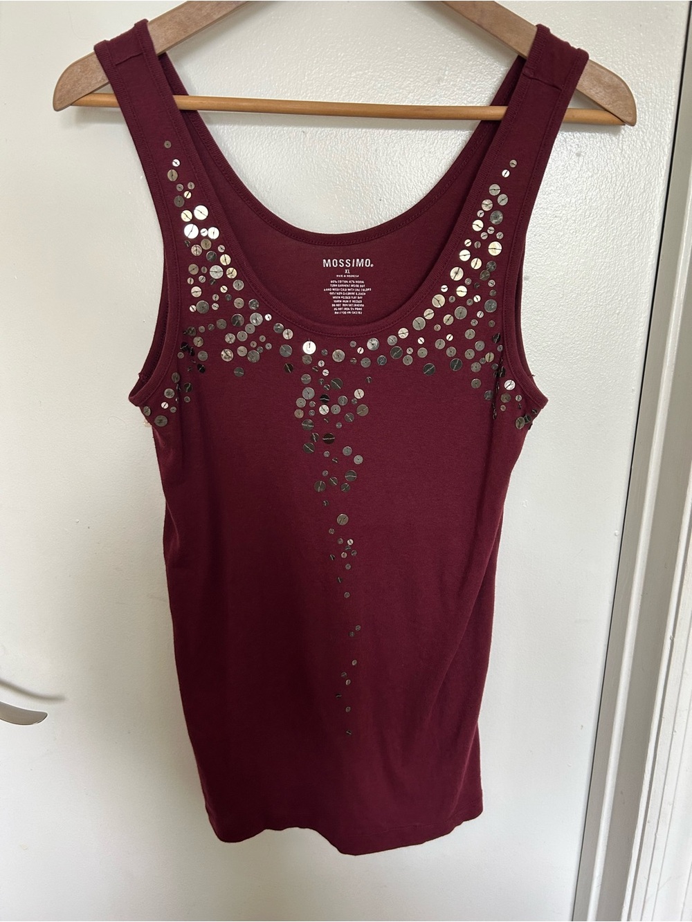 Mossimo Supply Co. Burgundy Tank with Silver Sequin Accents